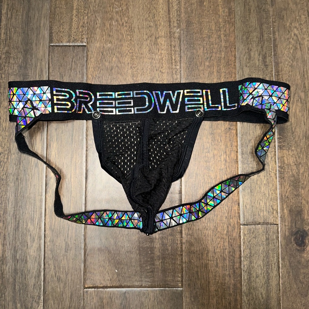 Breedwell shiny iridescent foil mesh jockstrap
